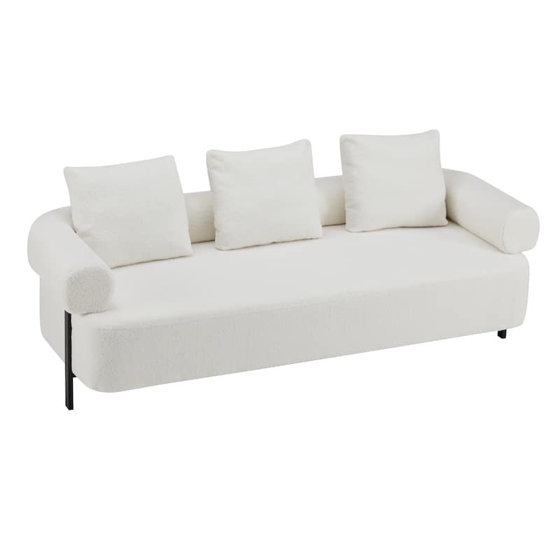 78" Modern 3-Seater Sofa Couch, Upholstered Sofa with Rolled Armrests & 3 Plush Pillows, Comfy Couch for Living Room, Bedroom
