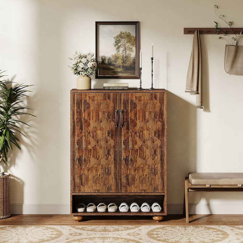 7-Tier Shoe Storage Cabinet with Doors for Entryway, Holds up 28 Pairs - 13.77"D x 31.5"W x 41.34"H