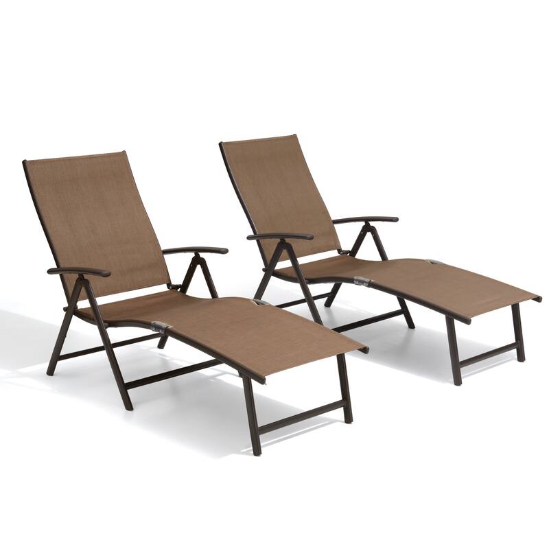 Outdoor Aluminum Folding Recliner Adjustable Chaise Lounge Chairs - See Picture