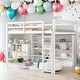 preview thumbnail 1 of 16, Full Size Loft Bed With 8 Open Storage Shelves Snd Built-in Ladder for Home White