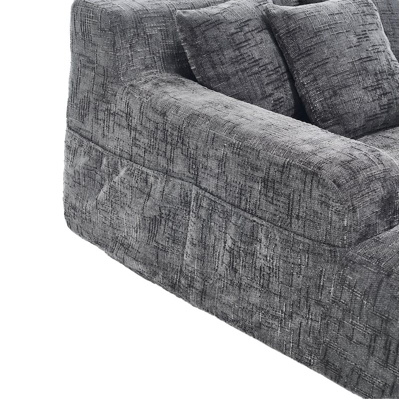 Chenille Interior Lazy Sofa Chaise Longue Armchair With Three Pillows And Armrestssleeping Sofa Bed
