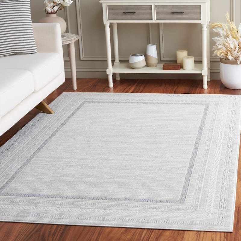 SAFAVIEH Hanna Keely Contemporary Rug - 6'7" Square - Ivory/Grey