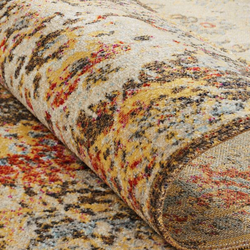 Beige/Gold/Rust Abstract Indoor/Outdoor Area Rug
