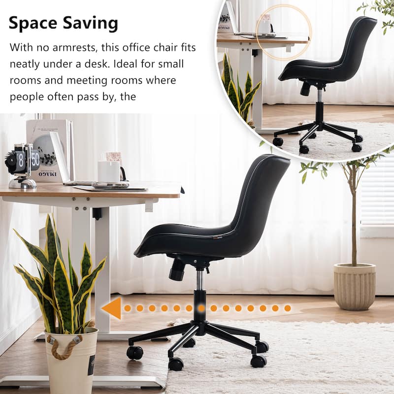 Ergonomic Office Chair Swivel Armless Desk Chair with Wheels