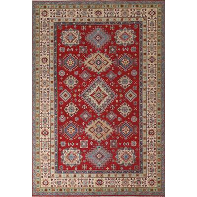 Red Kazak Oriental Area Rug Handmade Wool Carpet - 6'8" x 9'10"