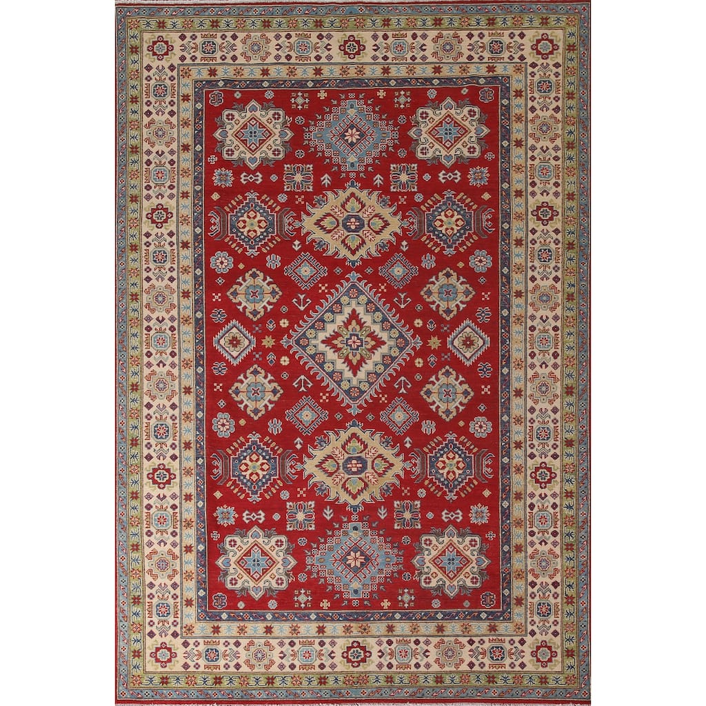Red Kazak Oriental Area Rug Handmade Wool Carpet - 6'8" x 9'10"