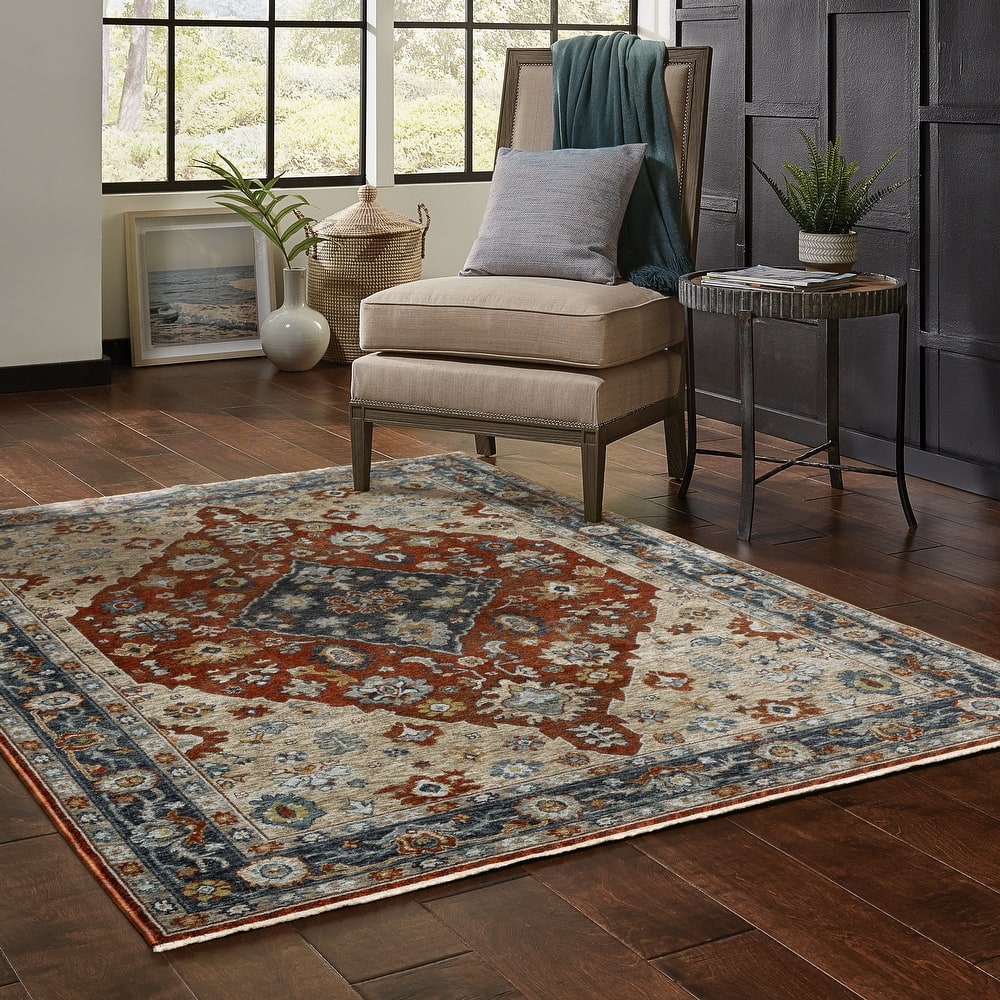 Style Haven Amelie Vintage Medallion Rust/ Blue Indoor Area Rug