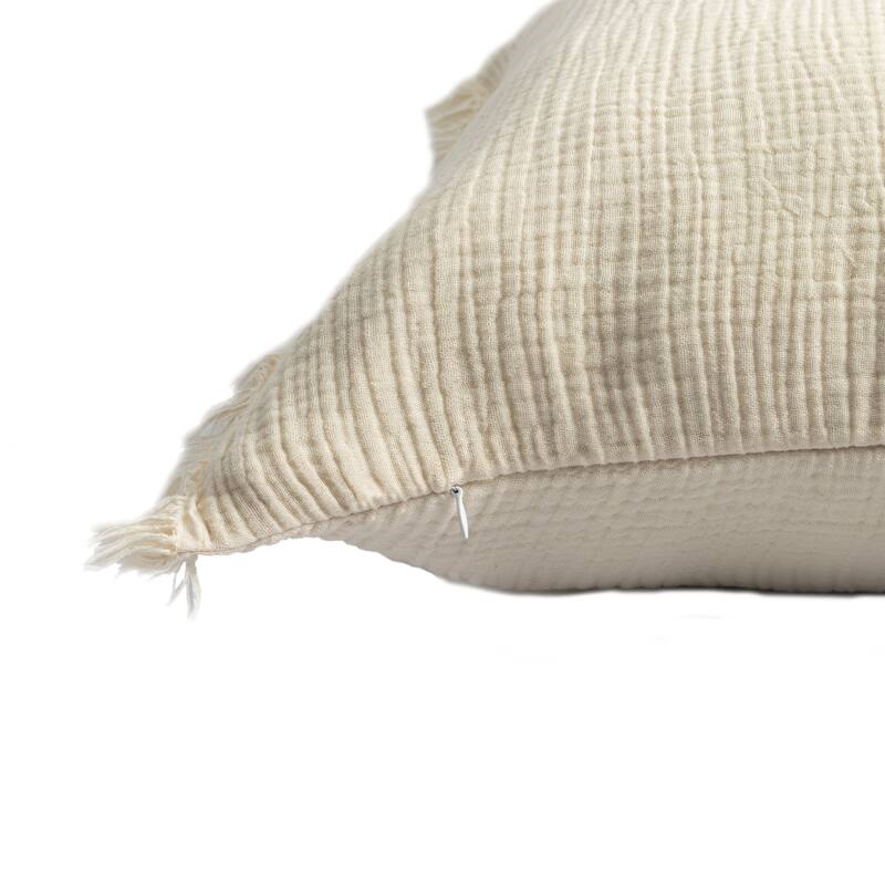 Sevita Solid Turkish Cotton Fringed Throw Pillow