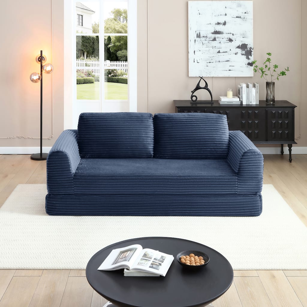 2-in-1 Folding Convertible Sofa Bed, Modern Corduroy Sleeper Couch