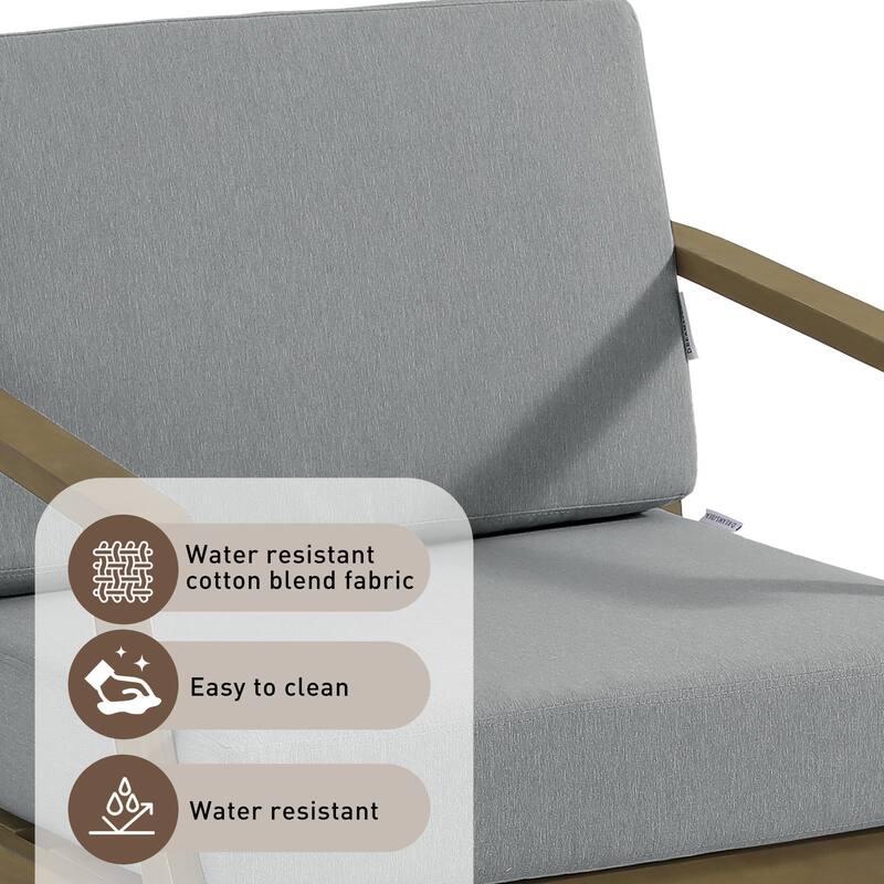 Teak Wood Patio Outdoor Loveseat Sofa and Coffee Table Set