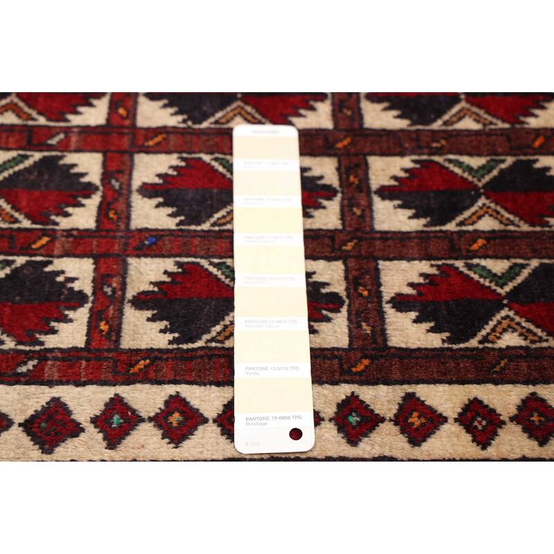 ECARPETGALLERY Hand-knotted Teimani Cream, Red Wool Rug - 2'7 x 4'11