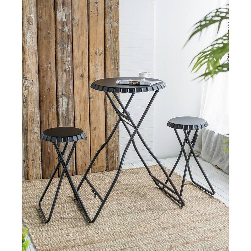 GDFStudio - Mason Multi-Use Foldable Side Table and Seating Set with Sleek Industrial Style