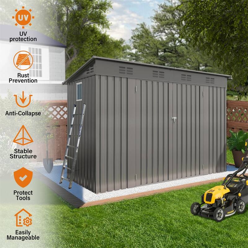 4 x 9 FT Outdoor Storage Shed,Garden Shed Tool House with Sloping Roof