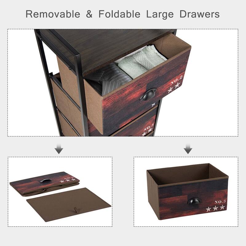 4 Drawer Fabric Dresser Storage Tower Steel Frame Closet