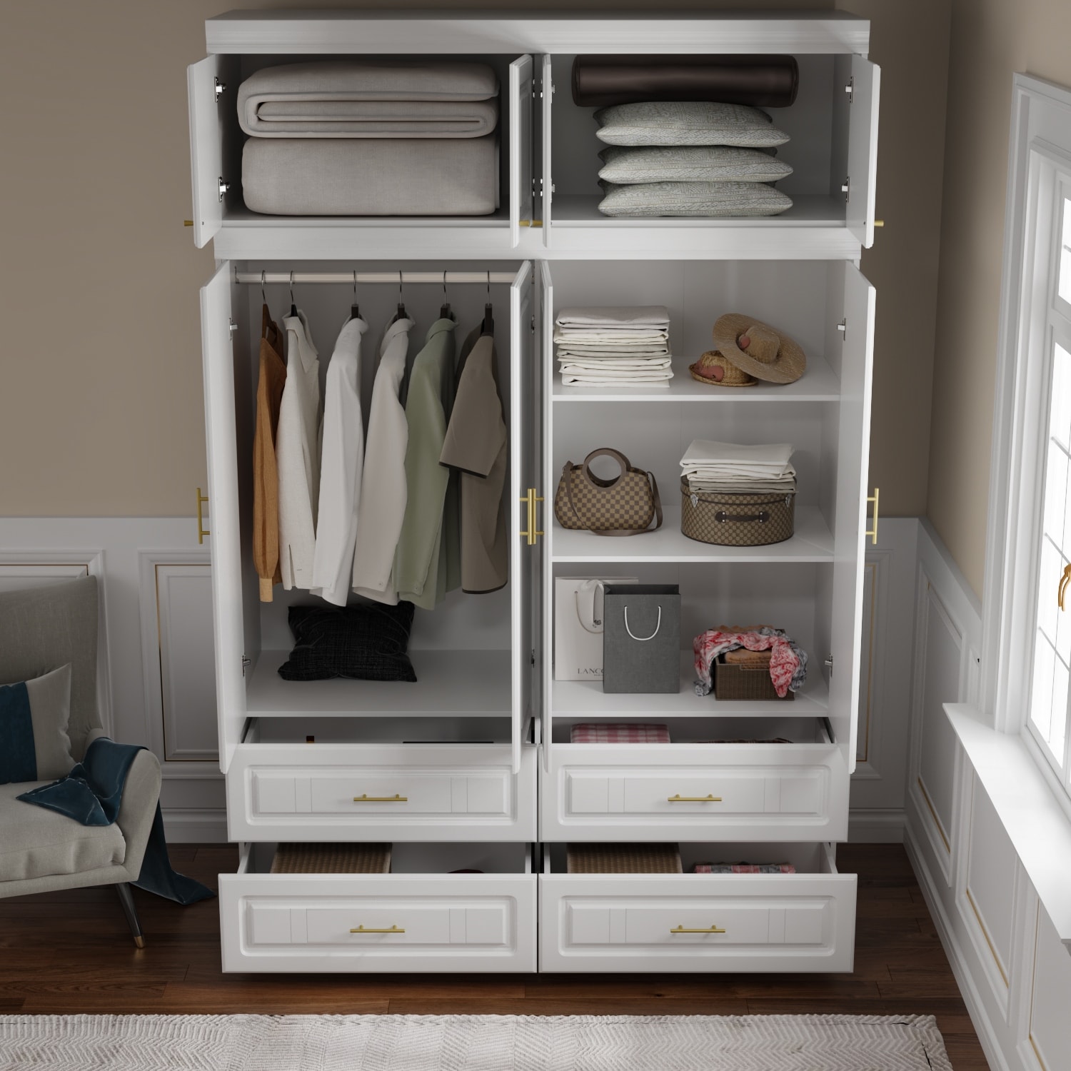 https://ak1.ostkcdn.com/images/products/is/images/direct/53a5e5d801f5483ee5e900afced9290f372cea79/Armoires-and-Wardrobes-with-Storage-Shelves-4-Doors-Top-Cabinet.jpg