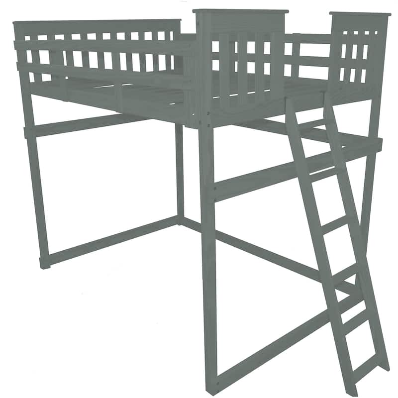 Pine Full Mission Loft Bed with End Ladder - Graphite