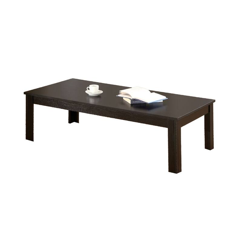 3 Piece Living Room Coffee and End Table Set, Black Wood, Rectangular