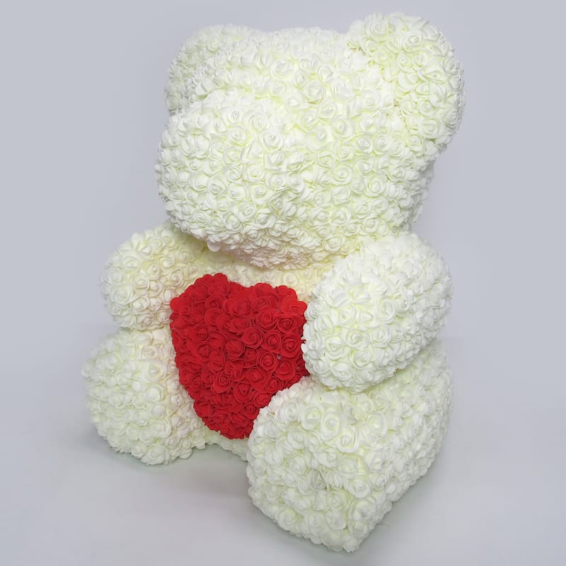 XL Forever Rose Bear Flower Teddy Bear Heart 25" with Gift Box for Valentines Day, Anniversary, Birthday, Gift for Her