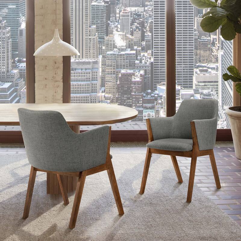 Dining Side Chairs - Fabric & Wood Set of 2 - Modern Kitchen Chairs