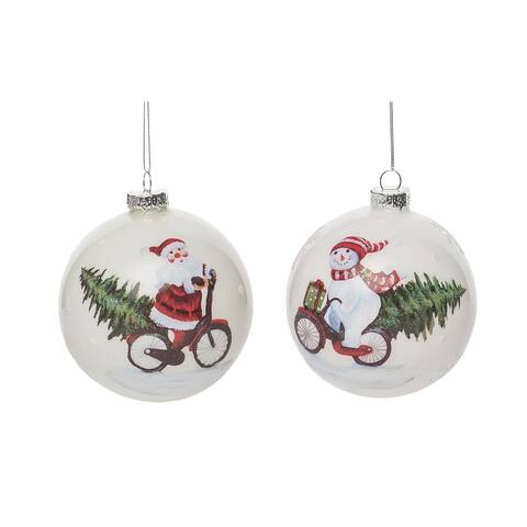 Transpac Glass 4.5 in. Multicolored Christmas Bike Ornament Set of 2
