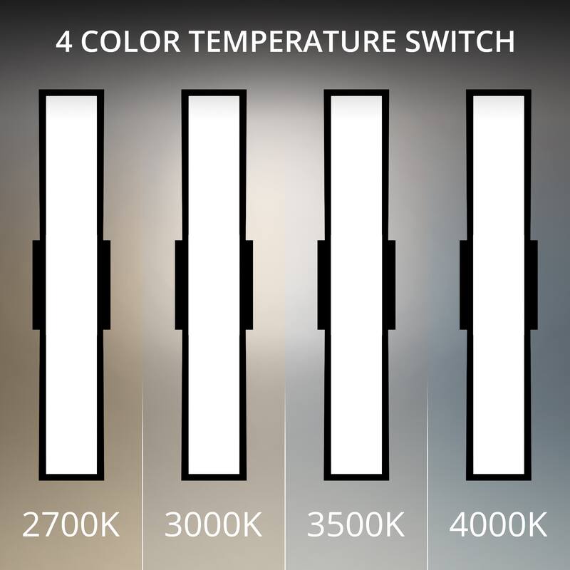 Jordan 24in LED Outdoor Wall Light Selectable CCT 2700-3000-3500-4000K set to 2700K in Black - 24 - Black-2700K