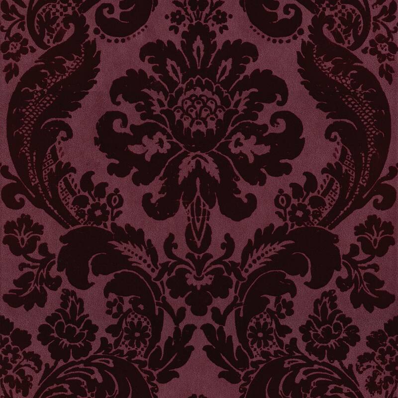 A-Street Prints Shadow Merlot Flocked Damask Wallpaper