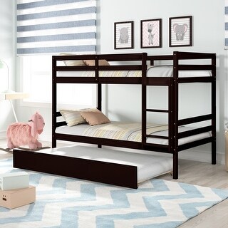 Tiwn Size Sturdy Pinewood Safety Design Bunk Bed with Twin Trundle