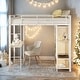 preview thumbnail 20 of 34, Twin Size Metal Loft Bed Frame with Desk, Wardrobe And Storage Shelves Under The Bed