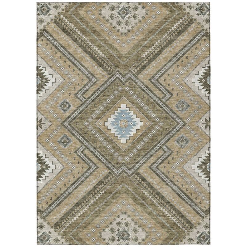 Machine Washable Indoor/ Outdoor Global Boho Chantille Rug