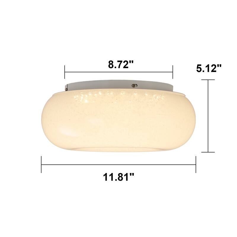 Mid Century White Glass Modern LED Flush Mount Ceiling Light - White