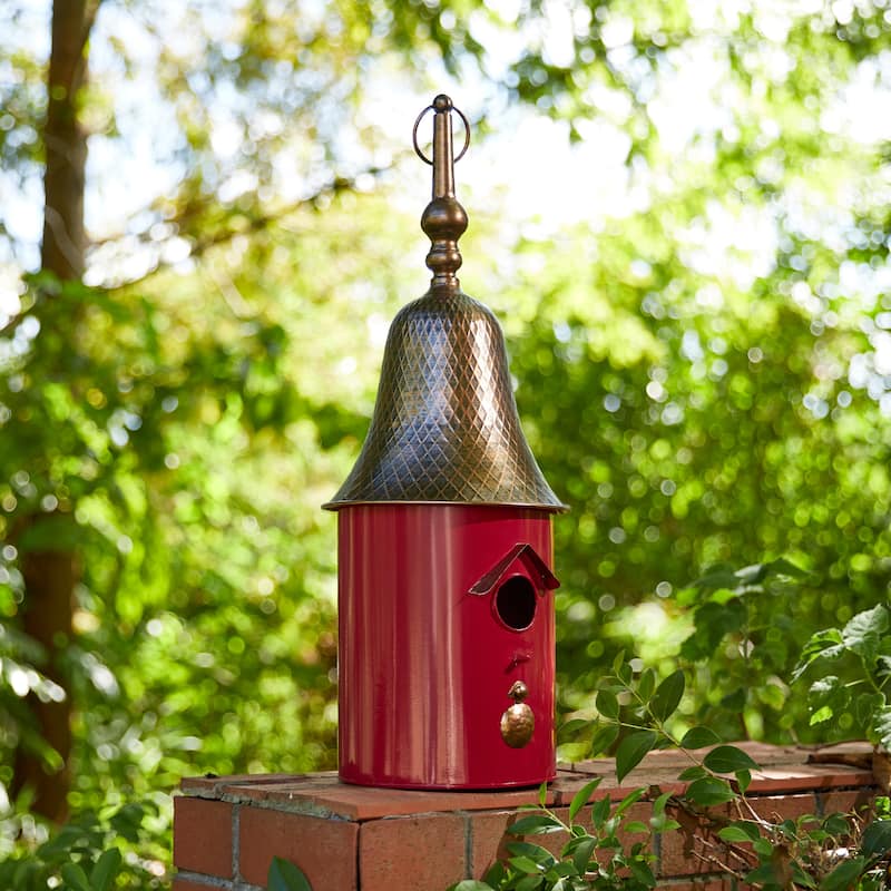 Glitzhome 24"H Bell Roof Decorative Outdoor Garden Birdhouse - 8.75''L X 8.75''W X 24.00''H