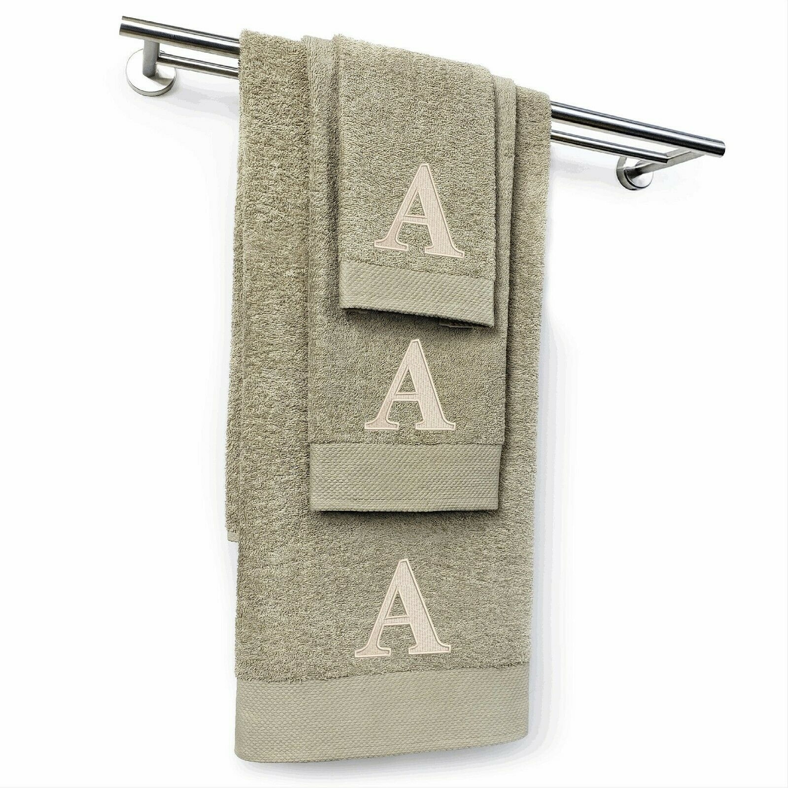 Kaufman - Personalized Luxury Hotel Quality Towels Embroidered (2 Bath  Towel, 2 Hand Towel, & 2 Washcloth) White Towel Set with Monogrammed Letter