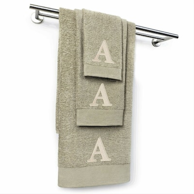 Kaufman-Monogram Taupe 3-Piece Bath, Hand, and Wash, Personalized Set