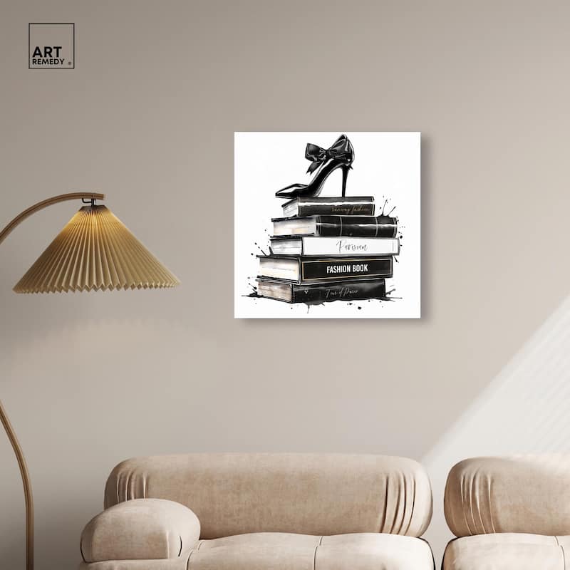 Classic Book Stack Canvas by Art Remedy, Gallery Wrapped
