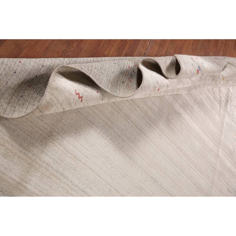 Striped Gabbeh Oriental Area Rug Hand-Knotted Wool Carpet - 8'6" x 11'7"