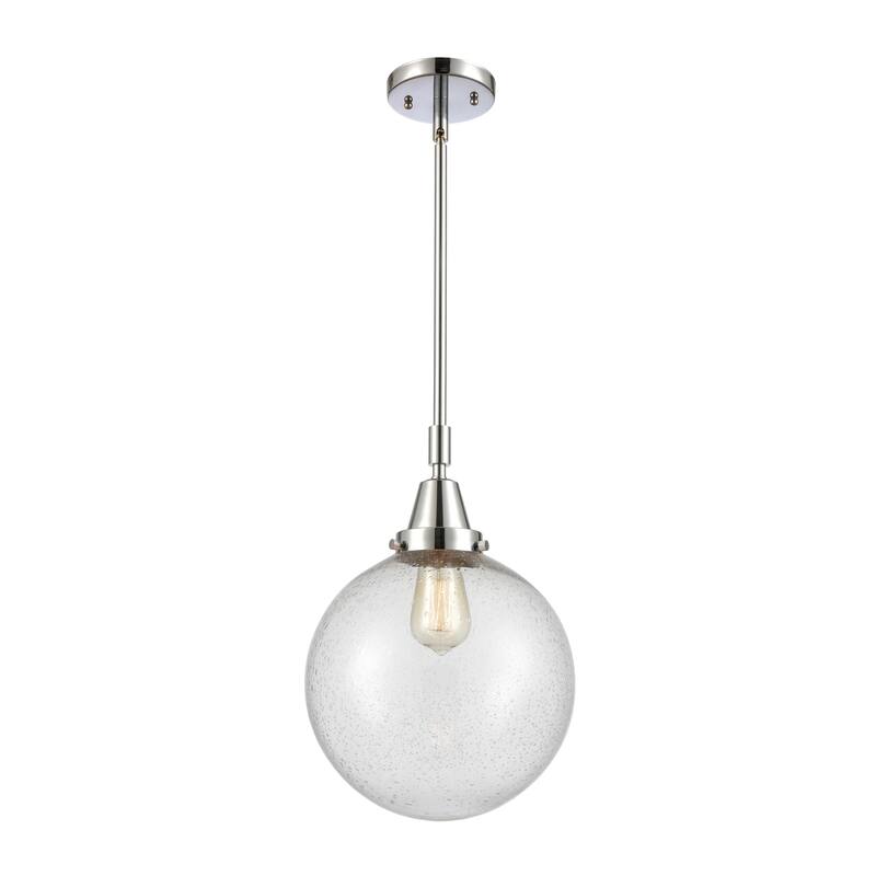 Innovations Lighting Downtown Urban - Caden Beacon - 1 Light 10" Stem Hung Mini Pendant - Polished Chrome/Seedy Shade