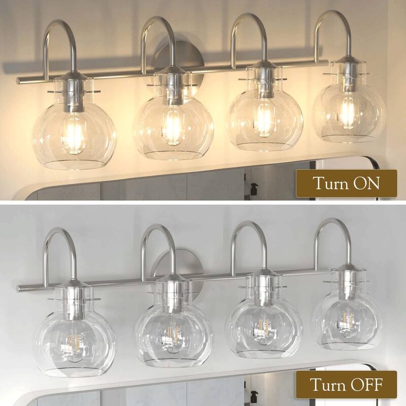 Modern 2/3/4 Bathroom Vanity Lights Clear Globe Glass Shade