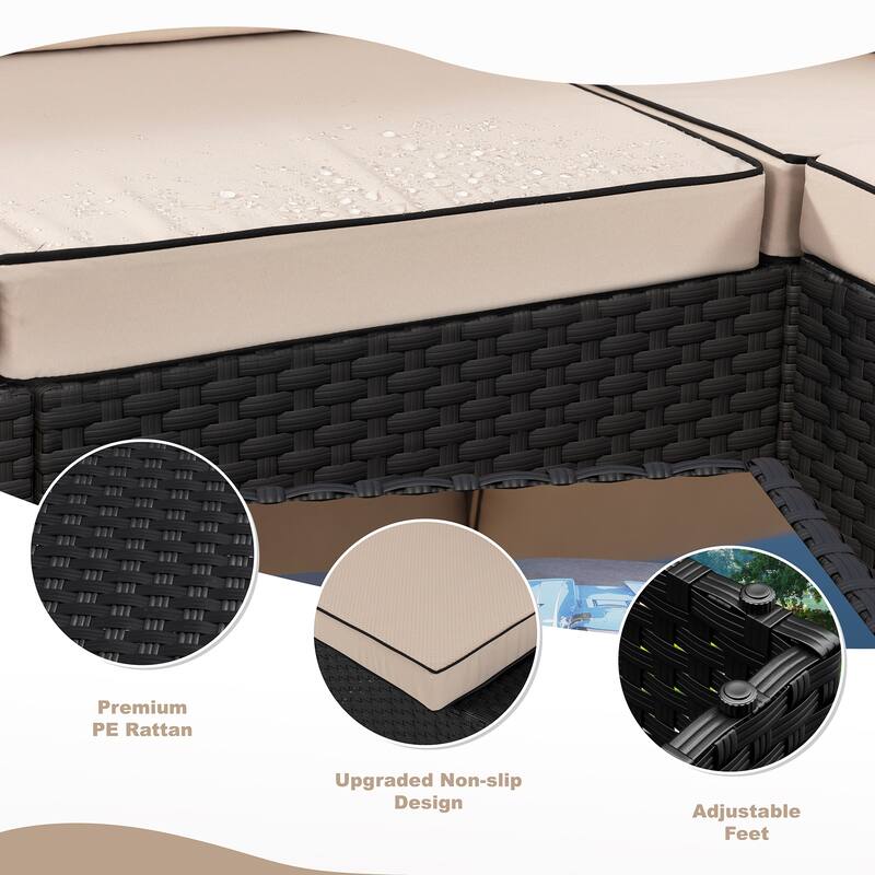 10-Piece Sectional Seating Group with Cushion, Wicker Sectional Sofa