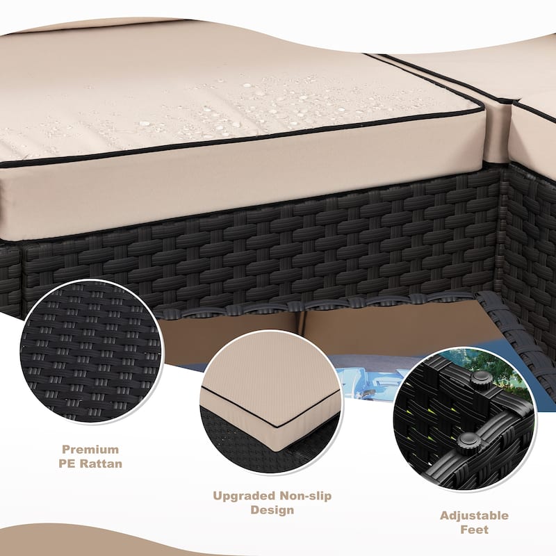 11 Piece Sectional Seating Group with Fire Pit and Cushion