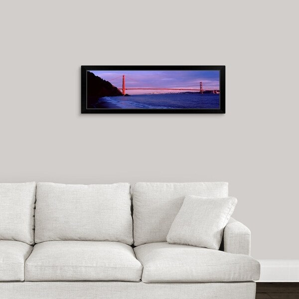 "Suspension bridge across a bay, Golden Gate Bridge, San Francisco, California" Black Framed Print
