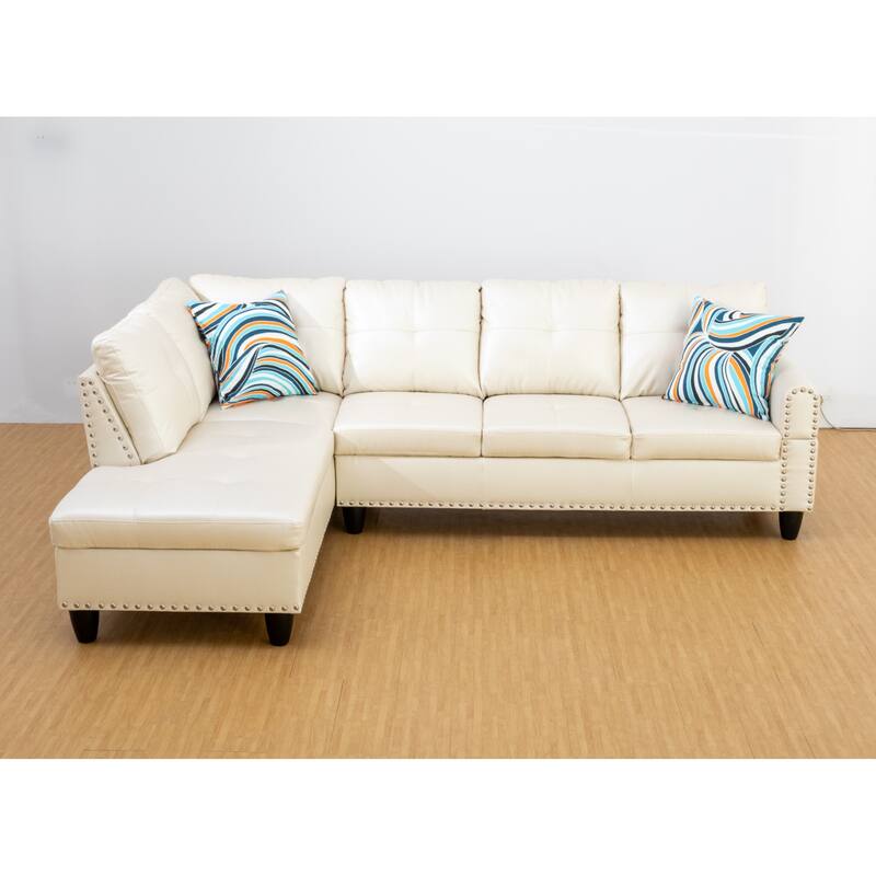 KISRAIS 97.5" Wide 2-Piece Vegan Leather Sectional Sofa Set for Small Space