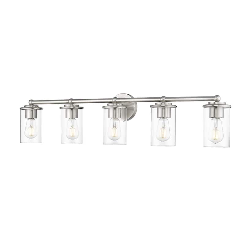 Thayer by Z-Lite 5 Light Vanity in Brushed Nickel with Clear Glass Shade - Brushed Nickel