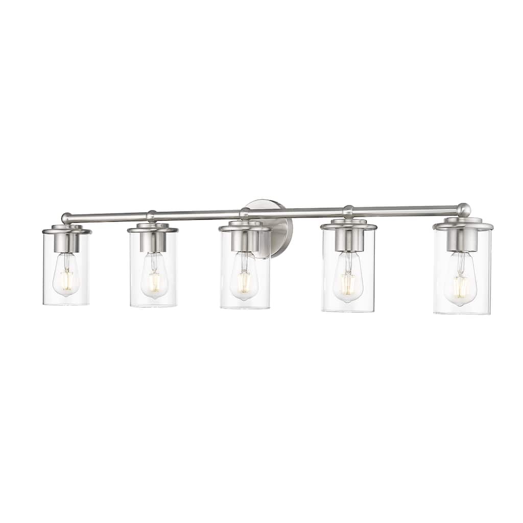 Thayer by Z-Lite 5 Light Vanity in Brushed Nickel with Clear Glass Shade - Brushed Nickel