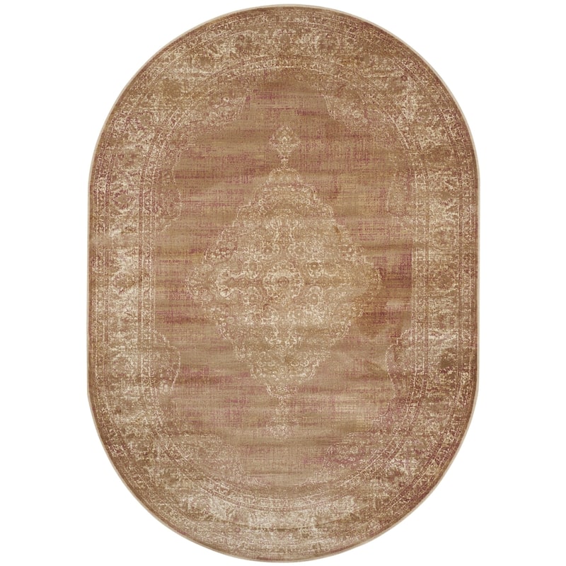 SAFAVIEH Vintage Distressed Boho Lucie Oriental Area Rug - 5'3" x 7'6" Oval - Taupe