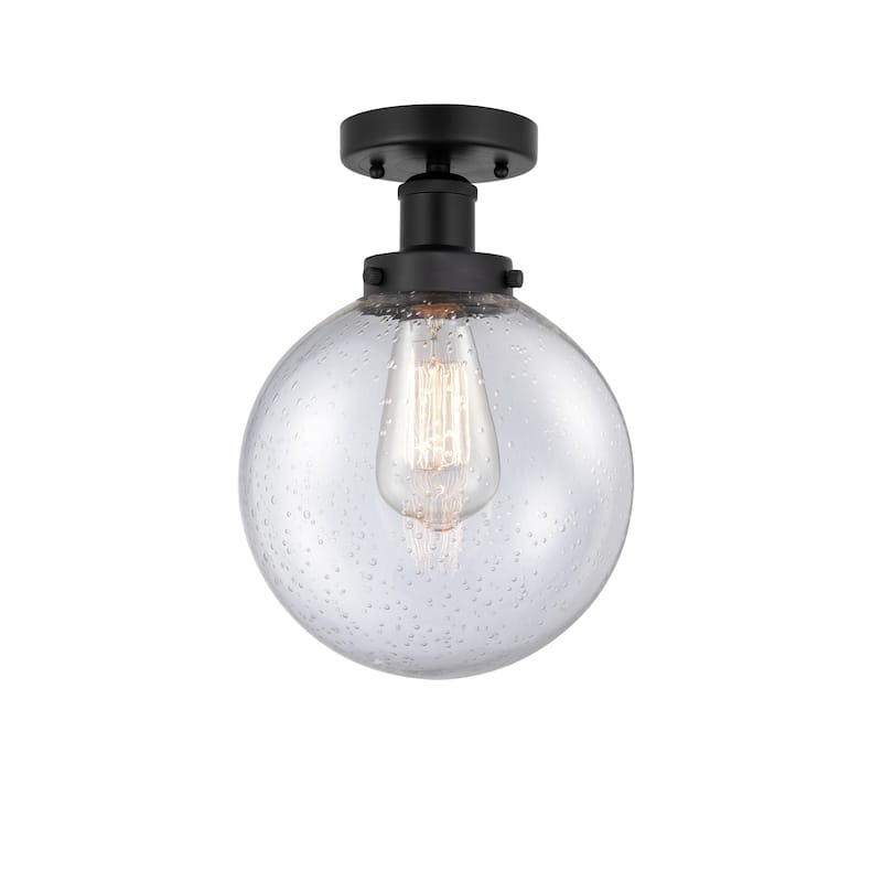 Innovations Lighting Beacon - 1 Light 8" Semi-Flush Mount - Mercury/Matte Black