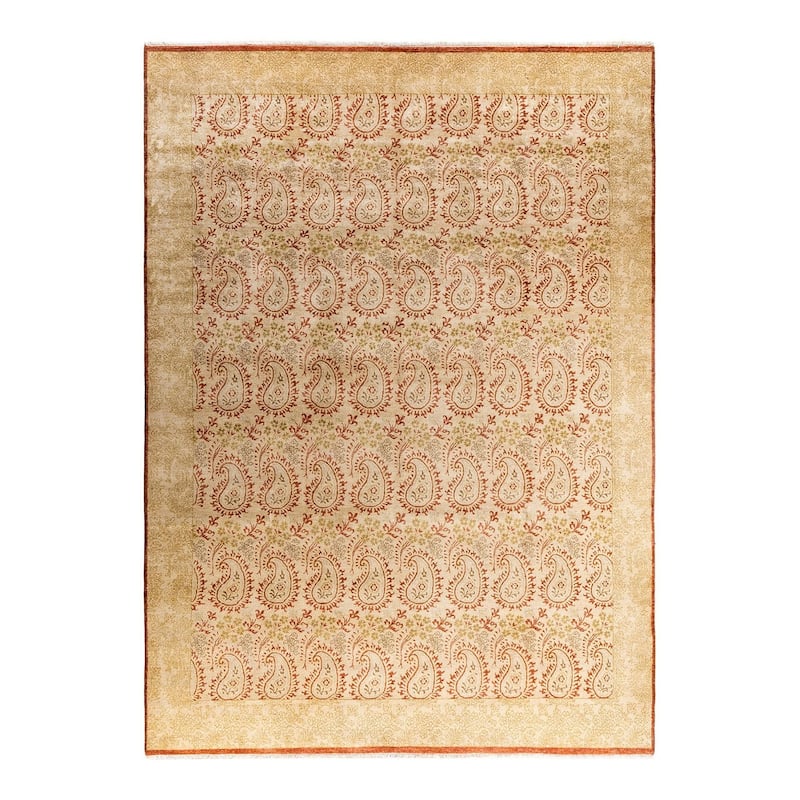 Ikat One-of-a-Kind Hand-Knotted Area Rug, Beige - 9' 0" x 12' 3"