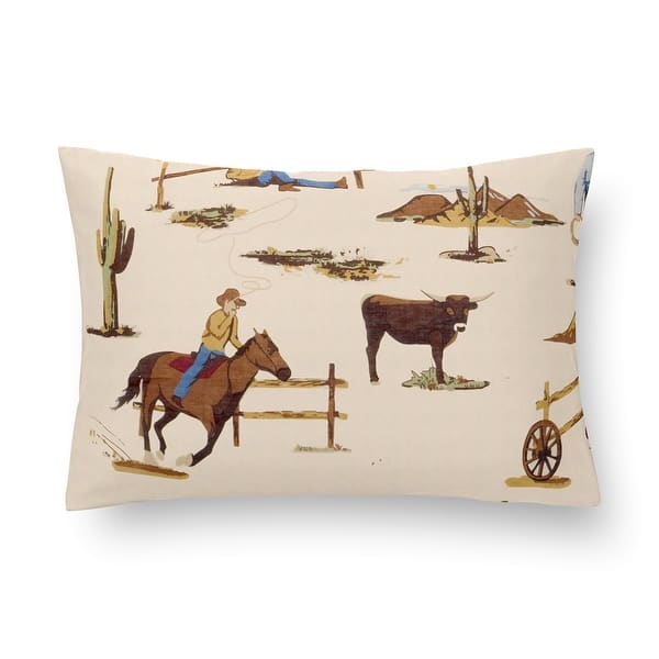 slide 2 of 6, Sweet Jojo Designs Tan Brown Western Cowboy Boy Mini Pillow with Pillowcase 12x8 in. Wild West Country Southern Horse Cow Animal