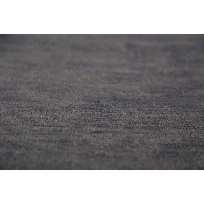 Gabbeh Modern Area Rug Hand-Knotted Strip Gray Wool Carpet - 5'7" x 7'10"