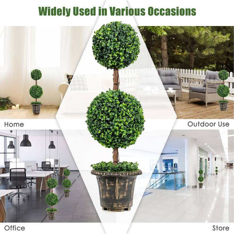 Costway 36'' Artificial Topiary Double Ball Tree Indoor Outdoor UV - See Details