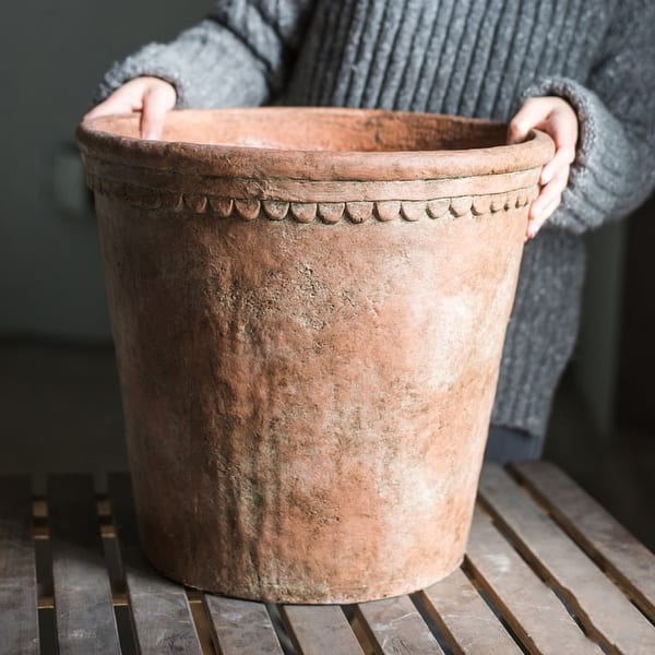 RusticReach Large Terracotta Red Concrete Planter Pot - Bed Bath & Beyond -  37760430